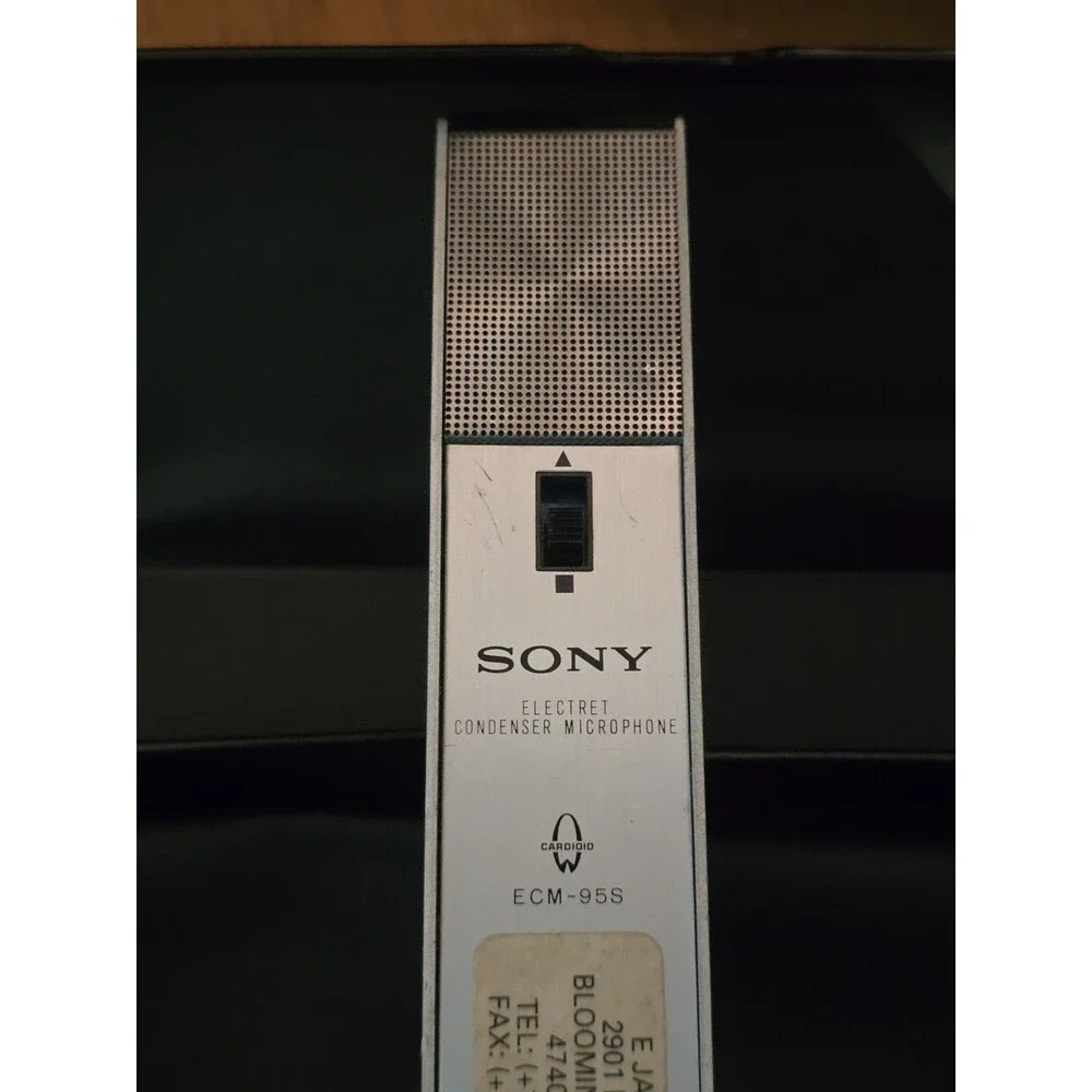 Vintage Sony ECM-95S Electret Condenser Microphone w/ Case Sleeve JAPAN - TESTED